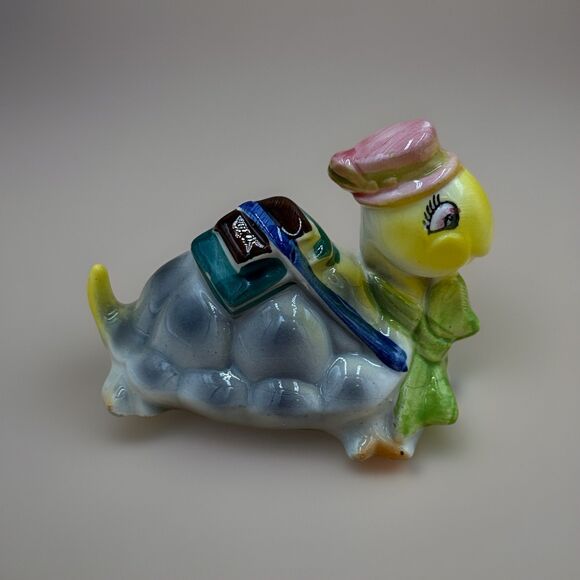 Vintage Japan Turtle Figurine, Mid Century Ceramic Anthropomorphic Turtle - Picture 2 of 5